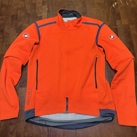 Castelli Cycling 2XL Alpha Doppio Perfetto Goretex Jacket Orange Foul Weather - Picture 1 of 14